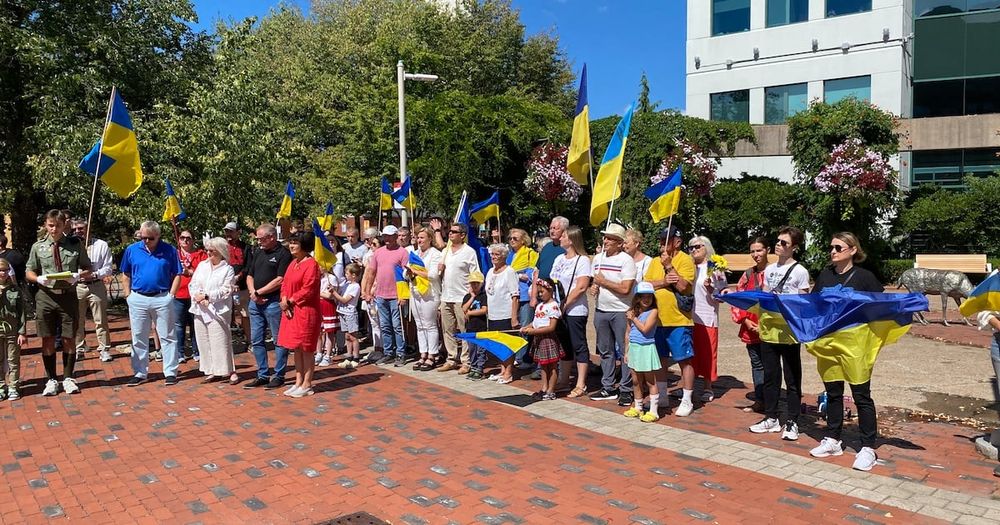 Members of Moncton’s Ukrainian community gathered at city hall on Friday to mark the 34th anniversary of their country’s independence.