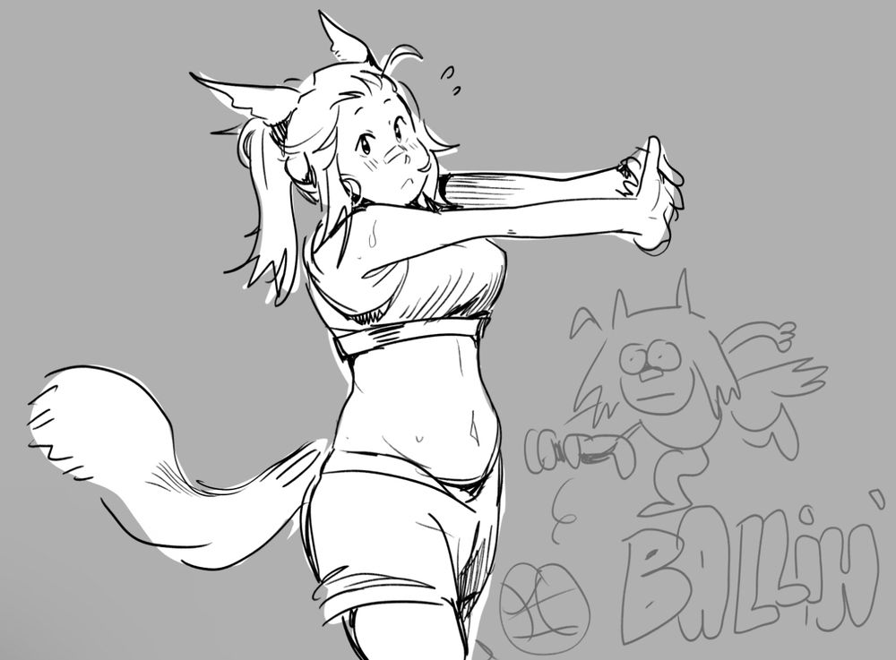 ham in sports wear, sweaty. with a chibi dribbling ball.