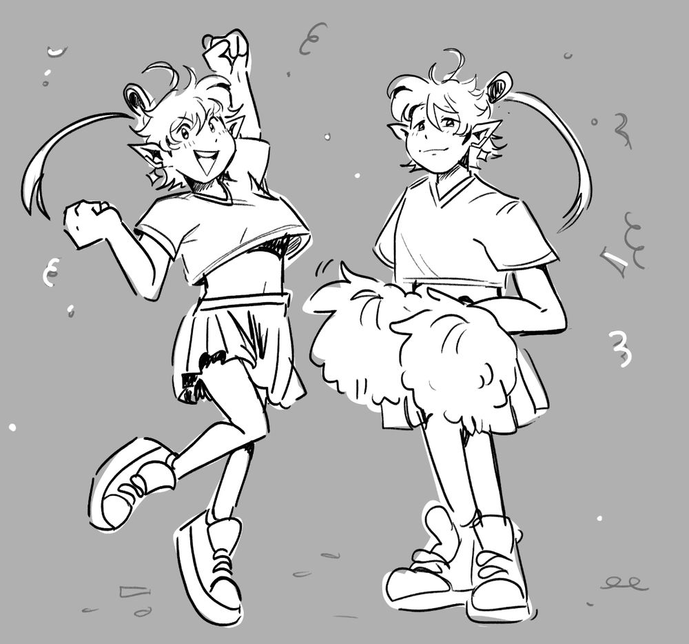 alisaie and alphinaud as cheerleaders.