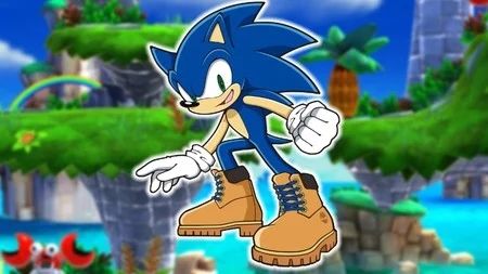 Sonic the Hedgehog wearing Timberland boots. 