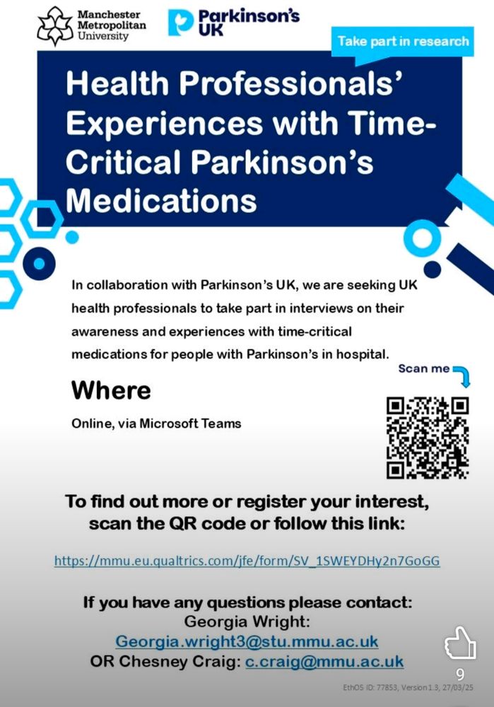 Poster entitled "Health Professionals' Experience with Time-Critical Parkinson's Medications"
