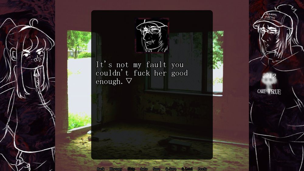 a screenshot from 'FAITHLESS//FLAGELLANT'
Didi: "It's not my fault you couldn't fuck her good enough."