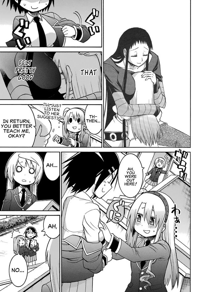 ("That felt pretty good.")
"Th-then..."
("I'll just listen to her suggestion.")
"In return, you better teach me, okay?"
"Ah, you were out here!"
"Ah..."
"Ah, no..."