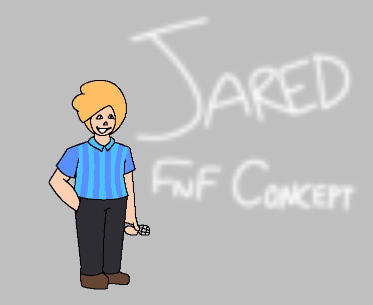 The character shown is Jared, an original character based on Ollie from OOTIM. He is the faker of Jarrett Dextahr, another OC of mine. He stands gayly, holding a microphone.