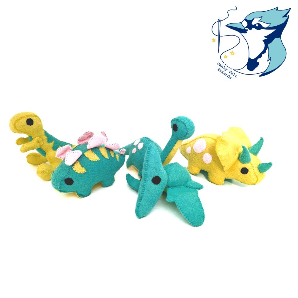 A photo of several baby dragons in different species in light yellow and aqua color