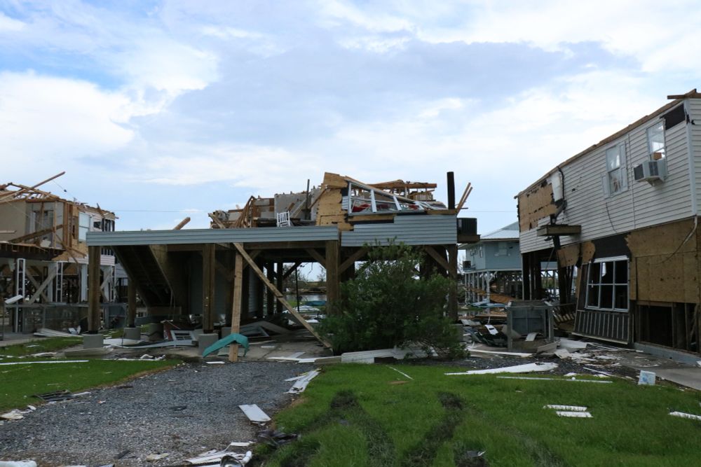 The remains of peoples homes in Terrebonne Parish, LA after Hurricane Ida
