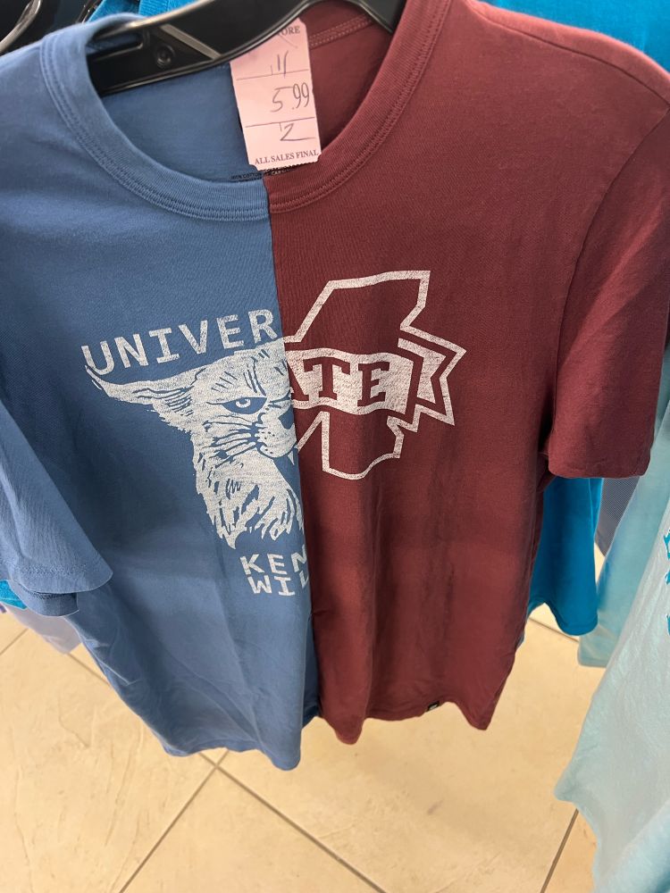 Kentucky/Mississippi State house divided shirt, handmade