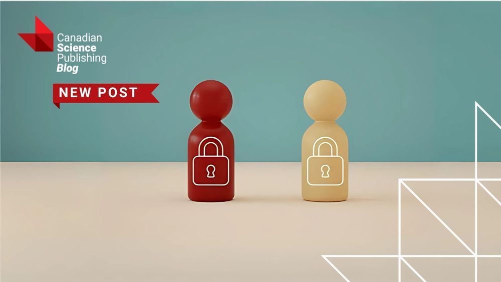 Social card promoting Canadian Science Publishing's new blog post. A red and yellow human-shaped block with lock icons on them. 