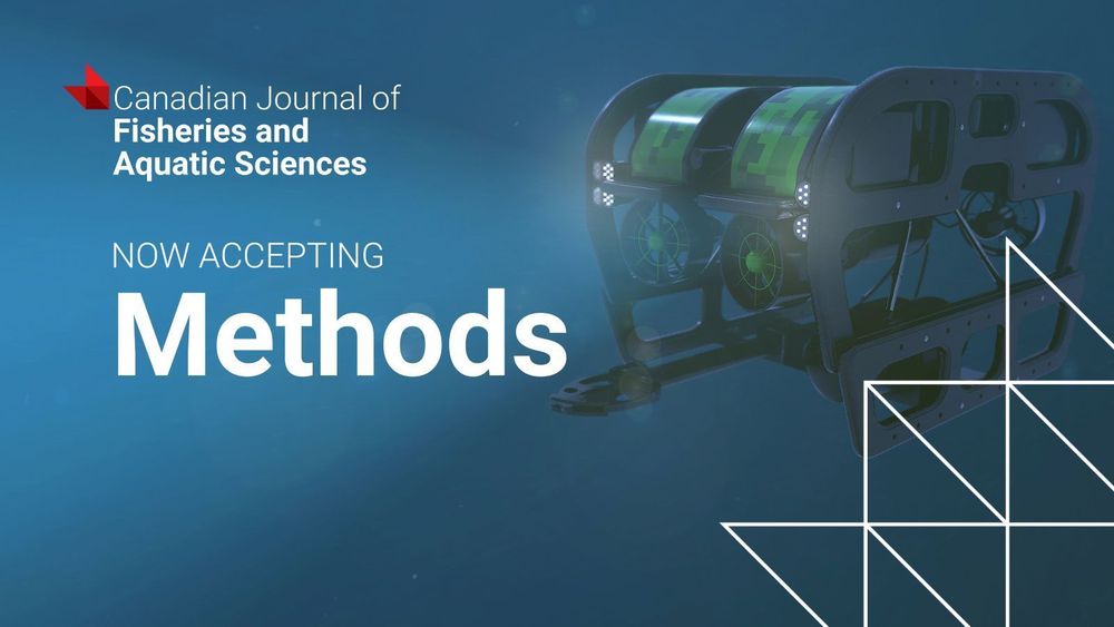 Background is an underwater exploration robot. The Canadian Journal of Fisheries and Aquatic Sciences logo is in the top left corner. Beneath the logo reads 'NOW ACCEPTING' and 'Methods'. The Canadian Science Publishing blaze emblem sits in the bottom right corner. 