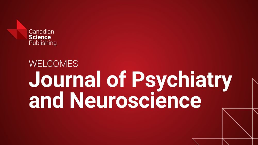 Red social card for Canadian Science Publishing welcoming new journal: Journal of Psychiatry and Neuroscience. The Canadian Science Publishing Blaze emblem sits in the bottom right corner. 