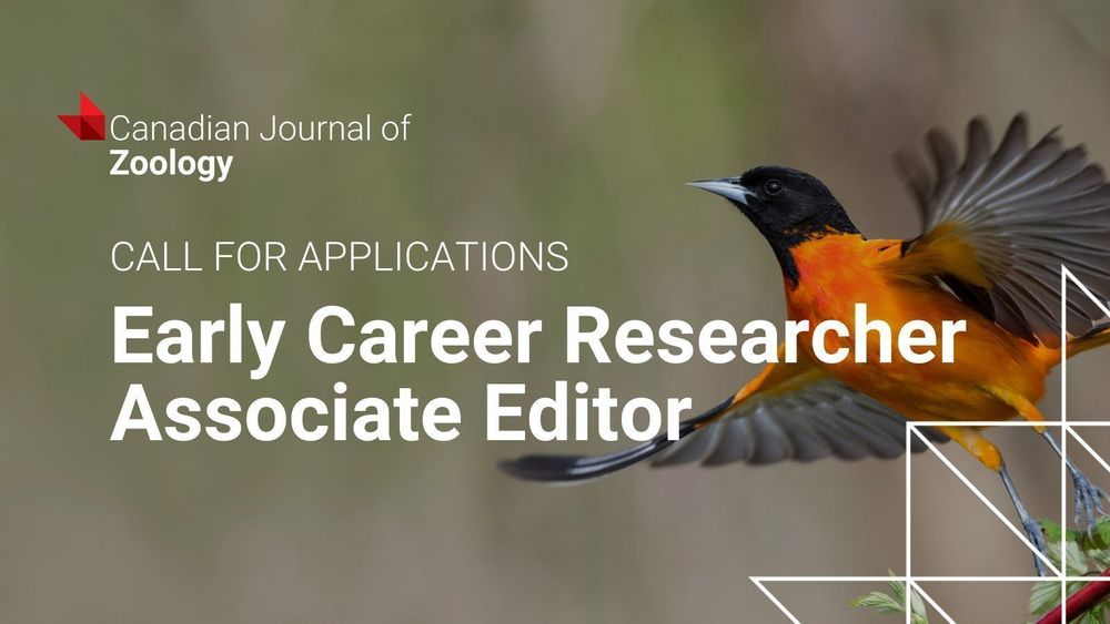 Social card featuring bird for the Canadian Journal of Zoology Call for Applications: Early Career Researcher Associate Editor.