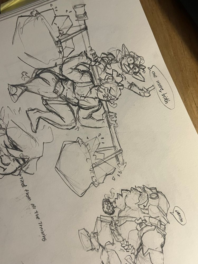 Loren doing squats with a old wyverian lady on his back