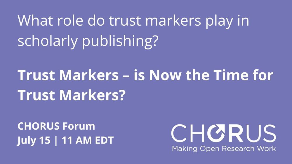 Invitation to sign up for the upcoming CHORUS Forum, July 15, 11am EDT