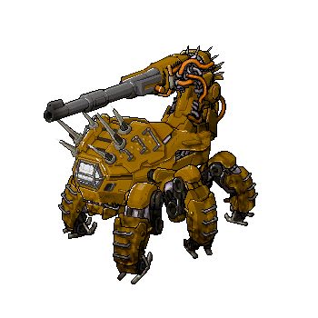 a mech that is also a fun crab, with a big scorpion tail, and the tail is a gun 