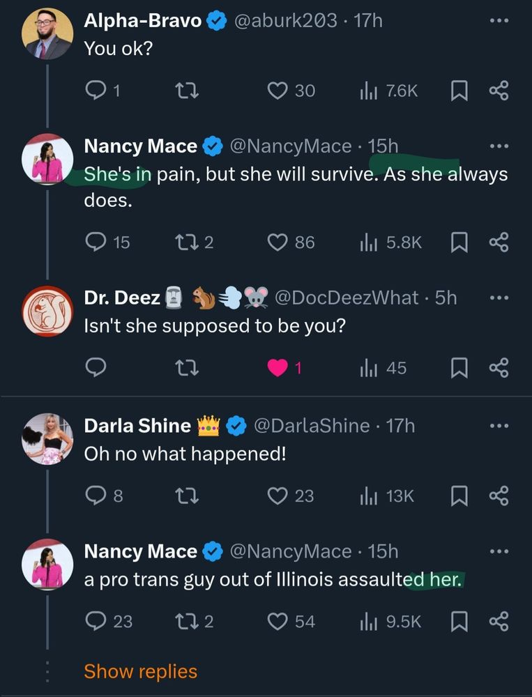 Nancy Mace tweets that are in third person