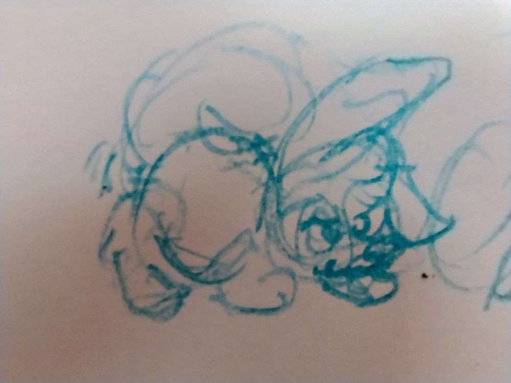 Doodle of my fursona in feral form preparing to pounce