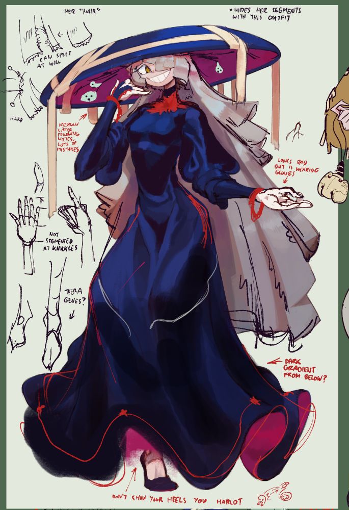 I wanted to tweak her design a little bit more and made some notes for later.