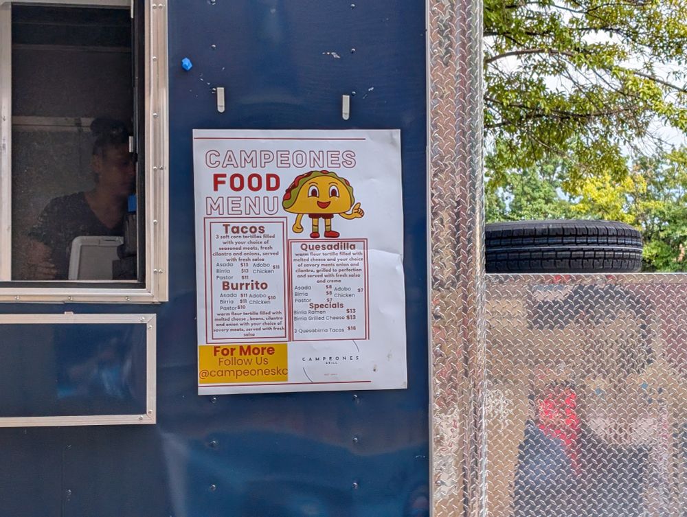 Campeones food truck menu