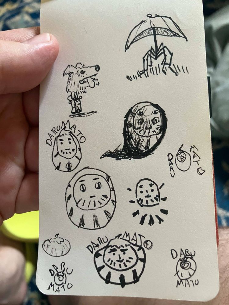 another sketchbook page with other weird little guys
