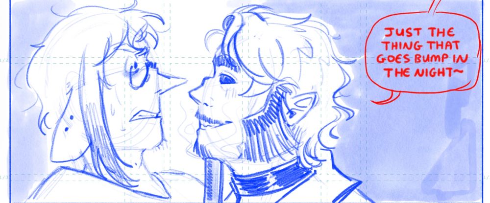 Erebus real up close to Miko, who's holding a gun up under his chin, still smoking but Erebus is completely unfazed by it. 