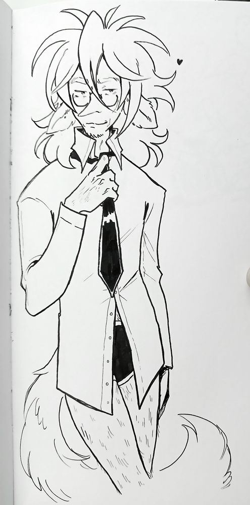 Miko giving bedroom eyes as he slowly takes off his necktie. 