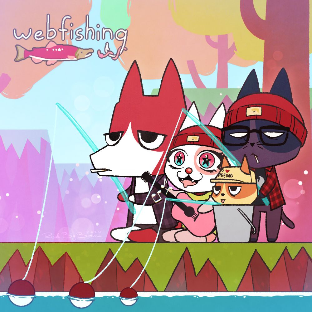 digital fan art of cartoon animal characters from the game, “webfishing”