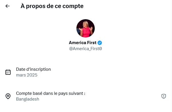 A propos de ce compte : America First
Compte basé dans le pays suivant: Bangladesh