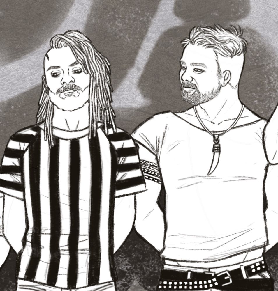 Closeup from the hips up of Ivan and Fang