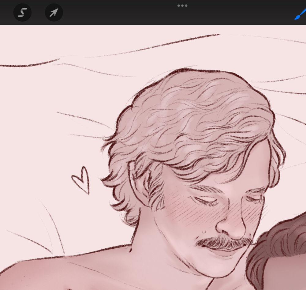 WIP digital drawing of Stede with a mustache