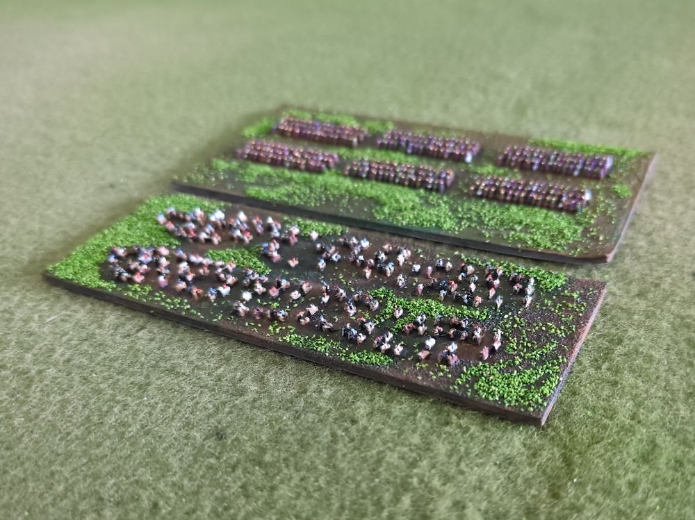 2mm miniature bases. Numidian light cavalry and Punic heavy cavalry.