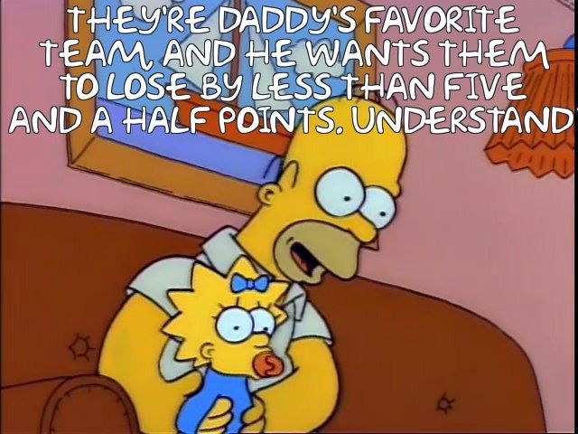 Homer rooting teaching Maggie about football betting spreads