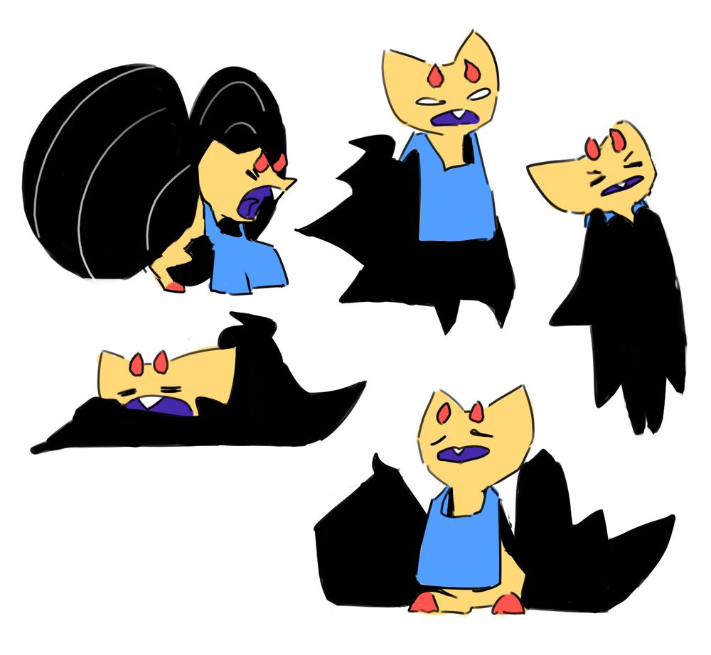 vaguely bat-shaped critter with horns and hooves. very sleepy, very grumpy.