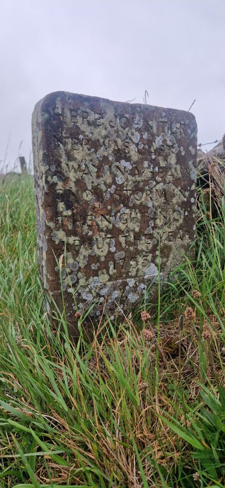 A memorial stone to John Turner discovered in a snow storm in 1755