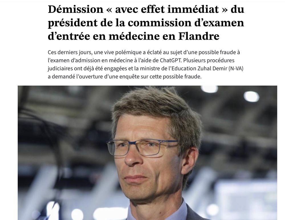 Story about the president of the medical examinations committee, who looks like Arsène, resigning after a cheating scandal. 