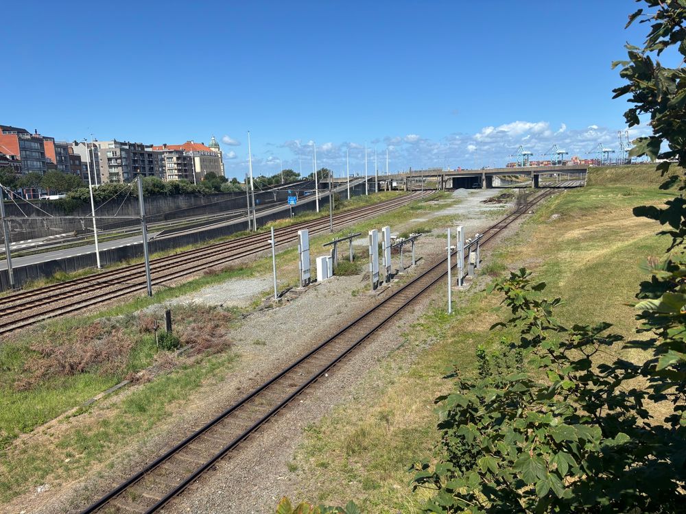 The rail freight terminal at Zeebrugge - or at least the tracks leading into it. Also clearly in use - a long train left just before I took this shot 