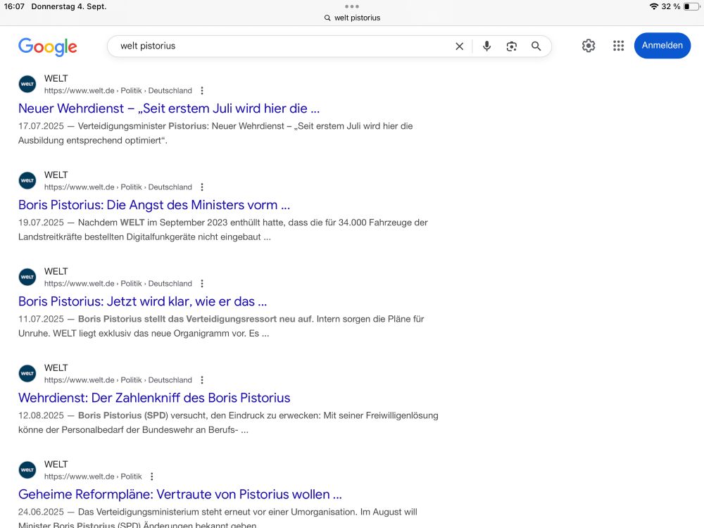 Foto zeigt kritische Überschriften der Zeitung WELT zu Boris Pistorius.