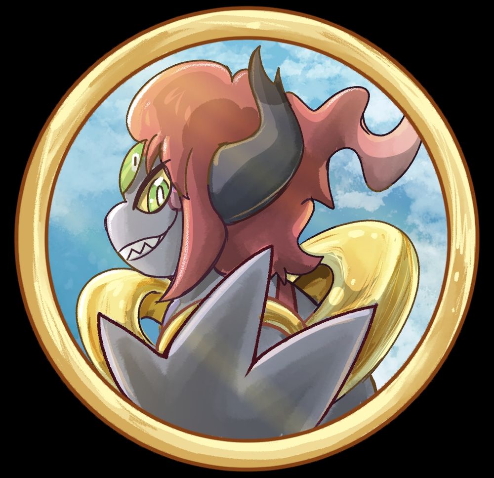 Drawing of a hoopa character seen through one of its rings.