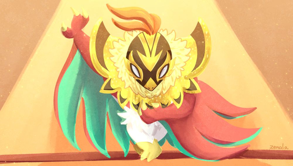 Drawing of Mega Hawlucha posing for the camera.