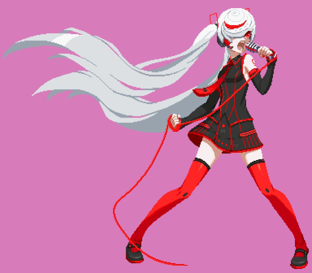 Sprite of Hatsune Miku from the game Dengeki Bunko Crossing Void developed by 91Act and published by Tencent, edit to look like Sage in her dark form