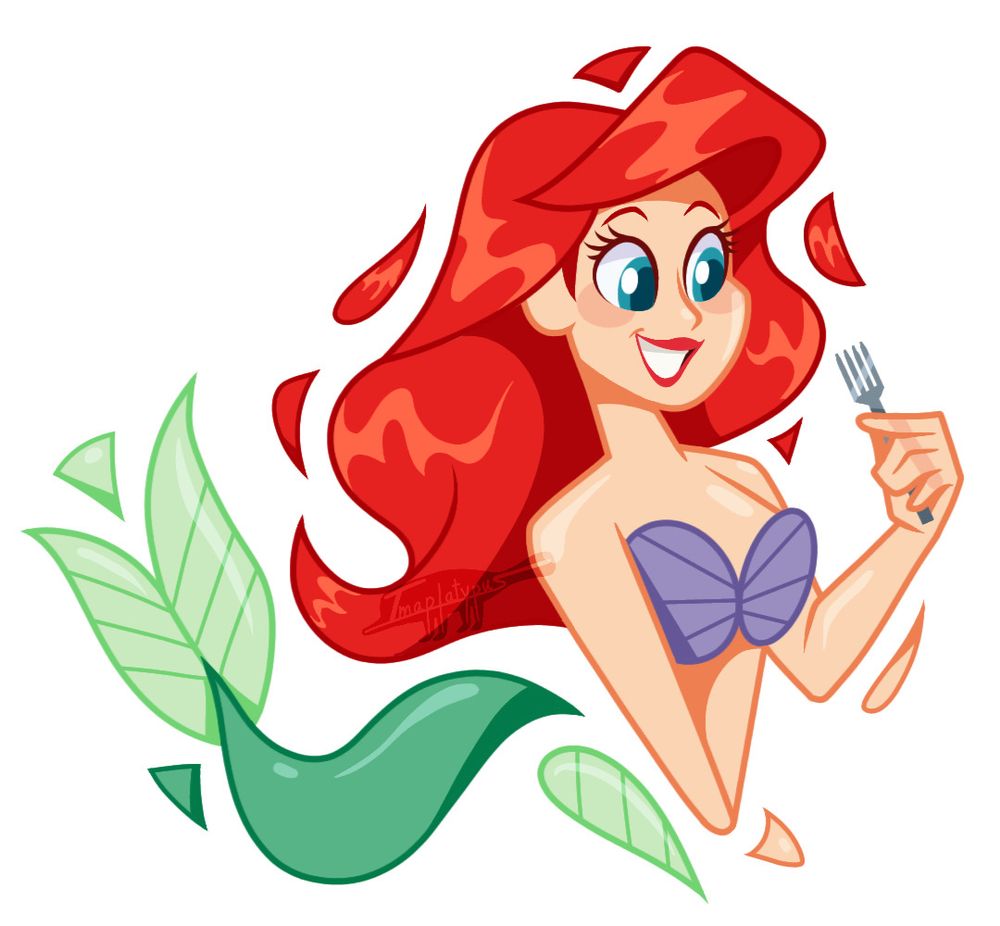 Ariel holding a dinglehopper(fork lol)