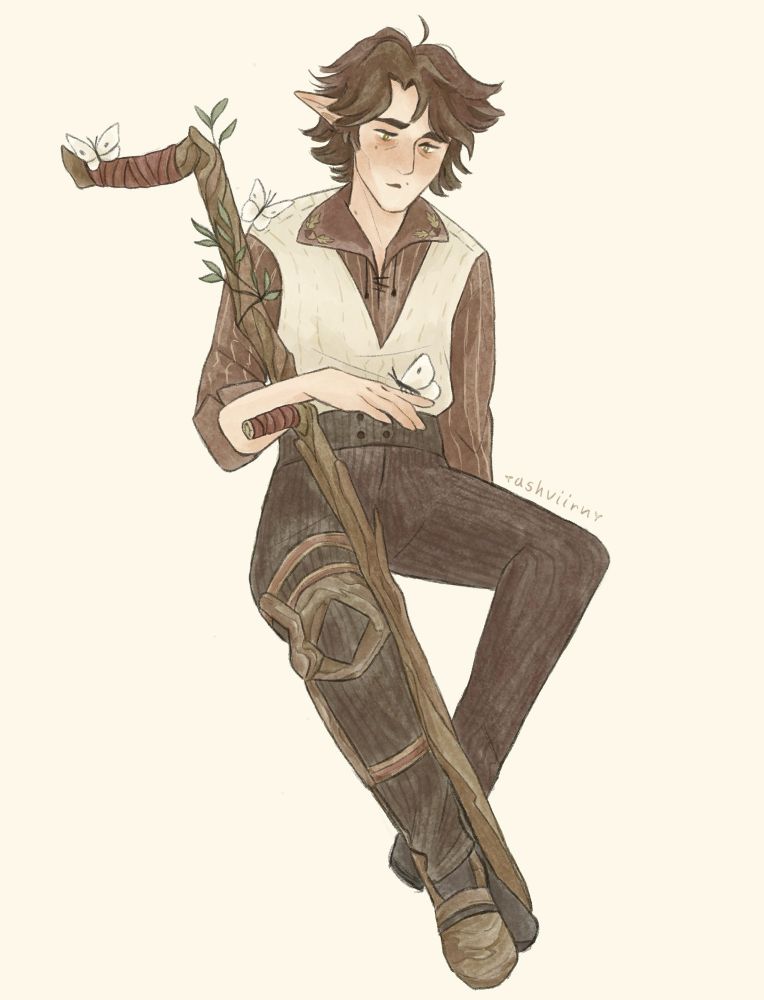 Painting of Viktor from Arcane with butterflies 