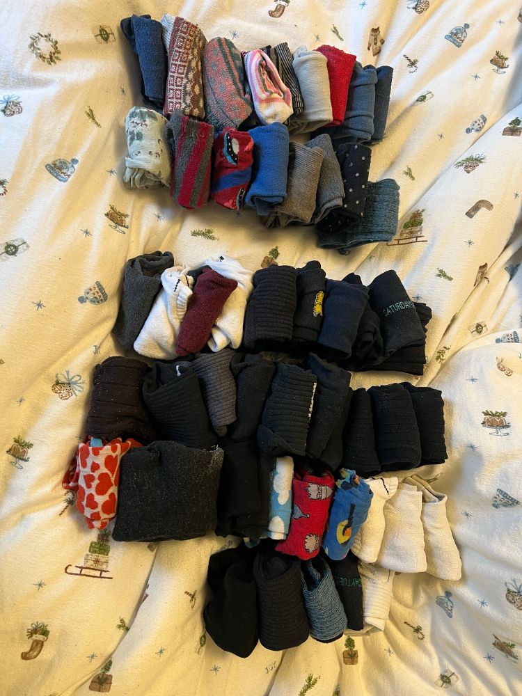 Massor av sorterade strumppar