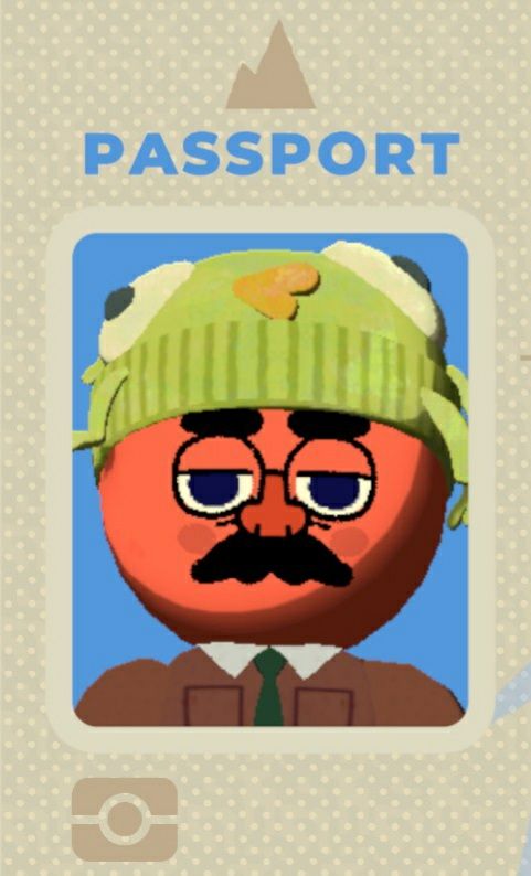 Passport photo of a tired Groucho Marx wearing the Bing Bong beanie from the game "Peak".