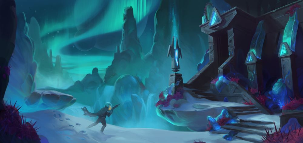A environment painting of a planet surface