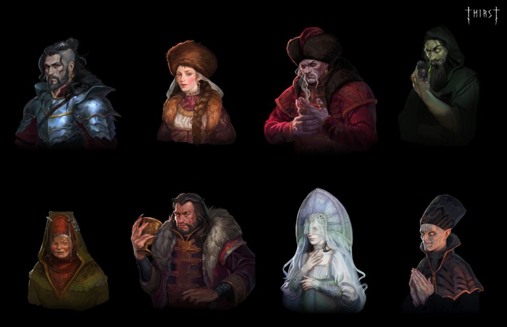 Image of all the thirst character portraits together