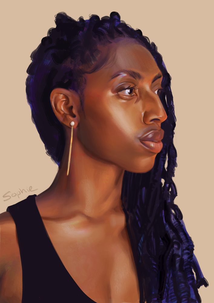 Portrait study of a black woman with locks