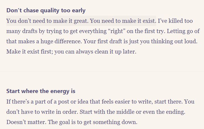 Excerpt from a blog on writing more often