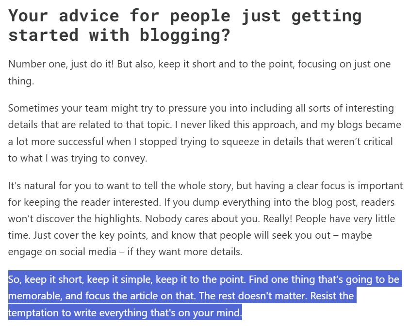 An excerpt from an interview with Glauber Costa about technical blogging