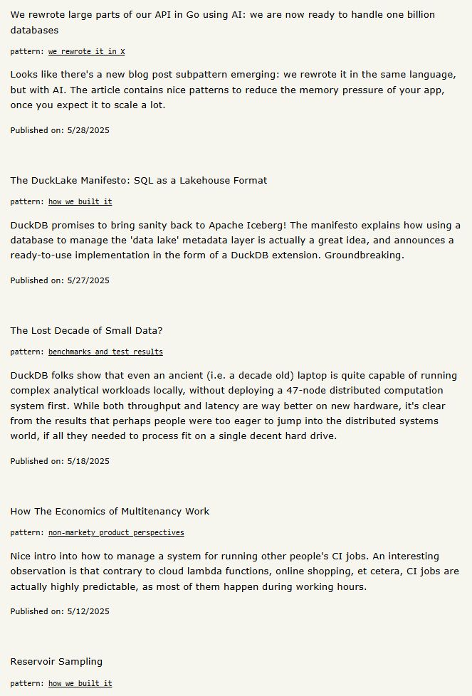 A screenshot of writethat.blog, May picks