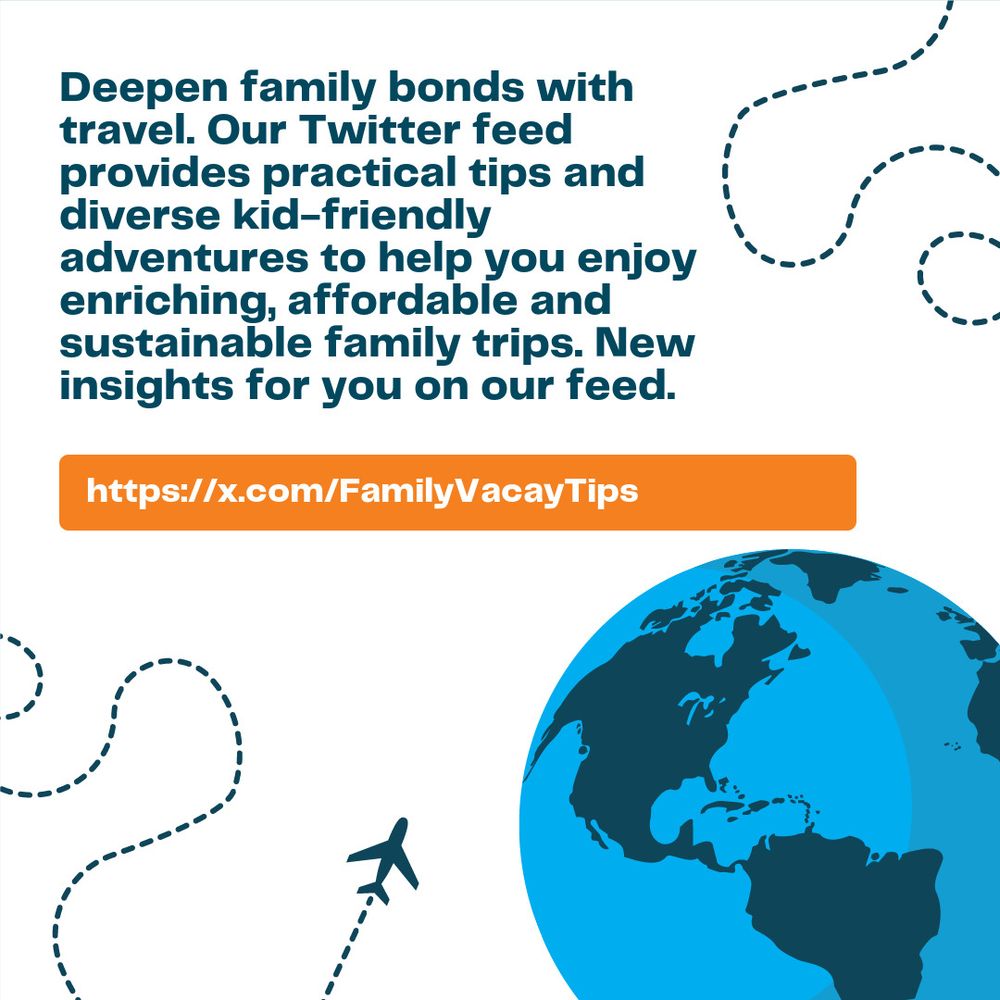Deepen family bonds with travel. Our Twitter feed provides practical tips and diverse kid-friendly adventures to help you enjoy enriching, affordable and sustainable family trips. Follow us at: https://x.com/FamilyVacayTips #traveltimes